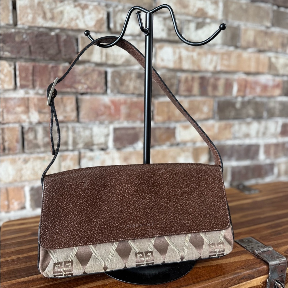 Givenchy Chocolate And Taupe Patterned Shoulder B… - image 1